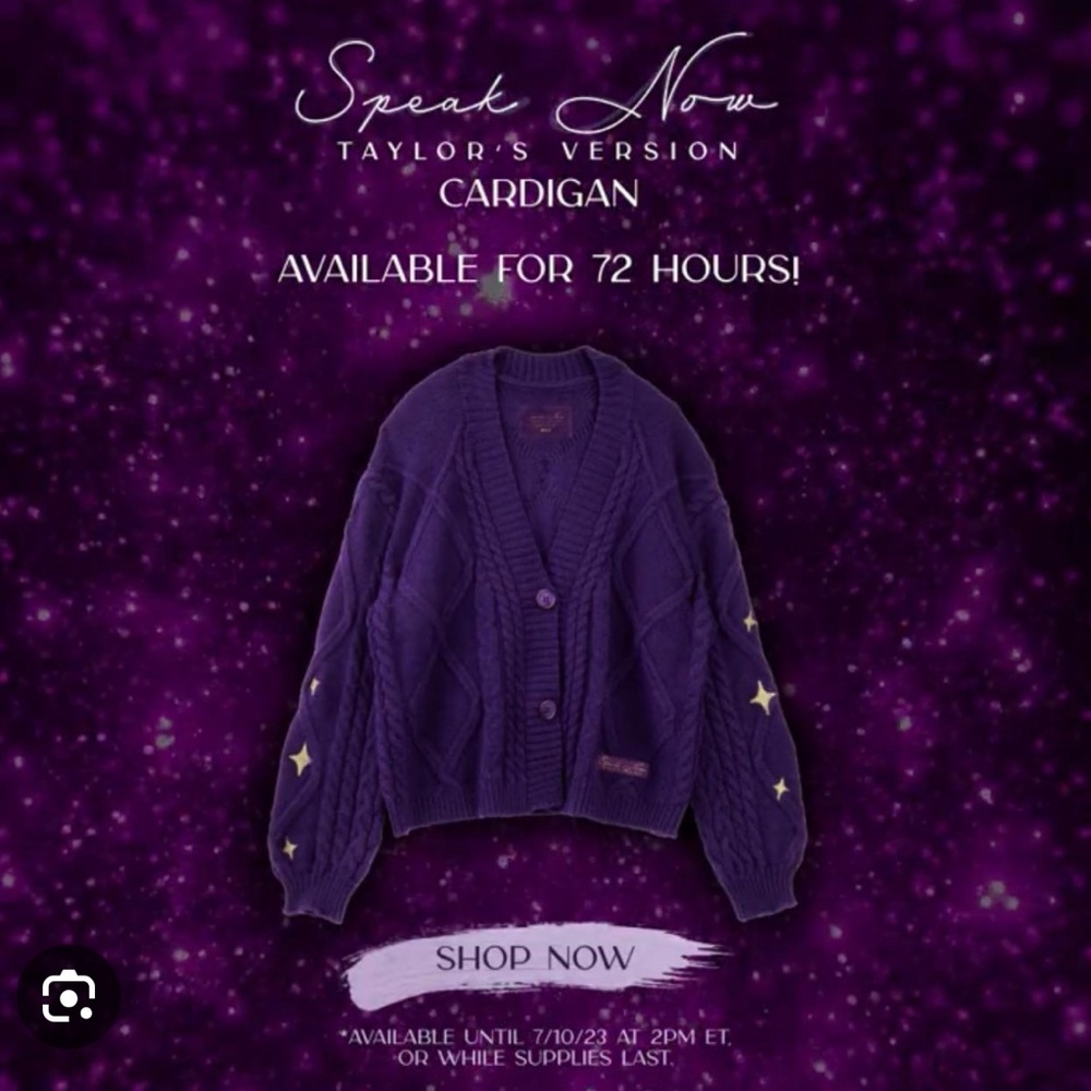 Taylor Swift Official Speak Now Cardigan NWOT